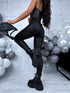 Black, matte faux leather pants "Diva" Z21-1
